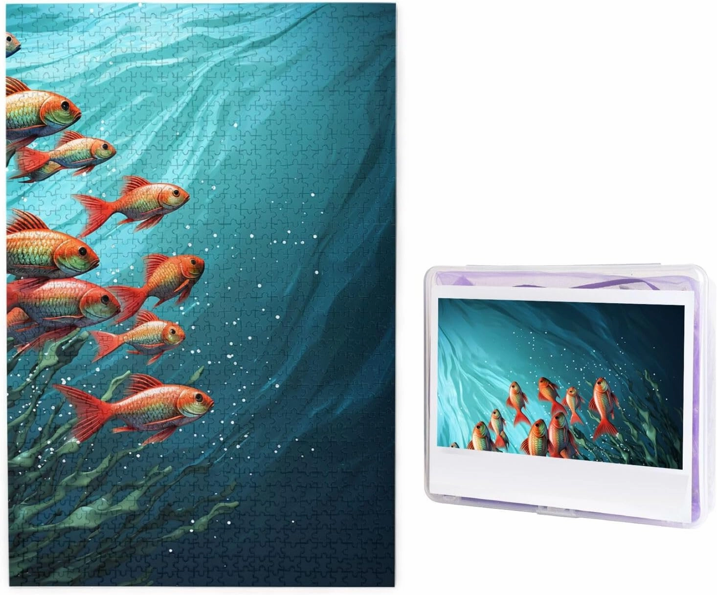 1000 Piece Jigsaw Puzzle for Adults Wooden Challenging Puzzles Custom Personalized Fish Aquarium Picture Puzzle for Game Nights Family Wood Puzzles Finished Size 29.5"x19.7"