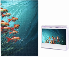 1000 Piece Jigsaw Puzzle for Adults Wooden Challenging Puzzles Custom Personalized Fish Aquarium Picture Puzzle for Game Nights Family Wood Puzzles Finished Size 29.5"x19.7"