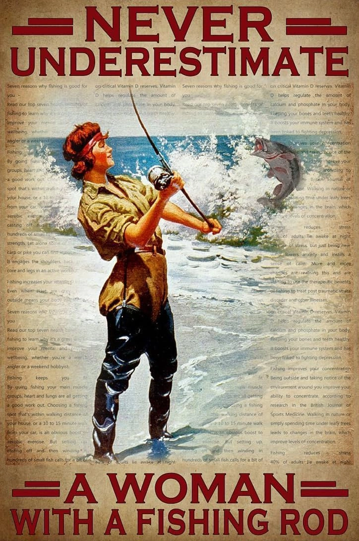 1000 Piece Jigsaw Puzzles for Adults Never Underestimate a Woman with a Fishing Rod Poster Wooden Jigsaw Puzzle for Adults and Kids Educational Puzzle Decorations Gift