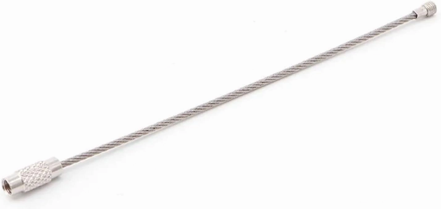 10Pcs Length 15cm Outdoor Hiking Screw Lock Stainless Steel Key Ring Chain Wire Rope Cable