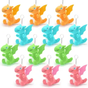 12 Pcs Plush Dragon Stuffed Animals Bulk Cute Dinosaur Plush Keychain for Children's Day Graduation Gift Present Kid Birthday Gift