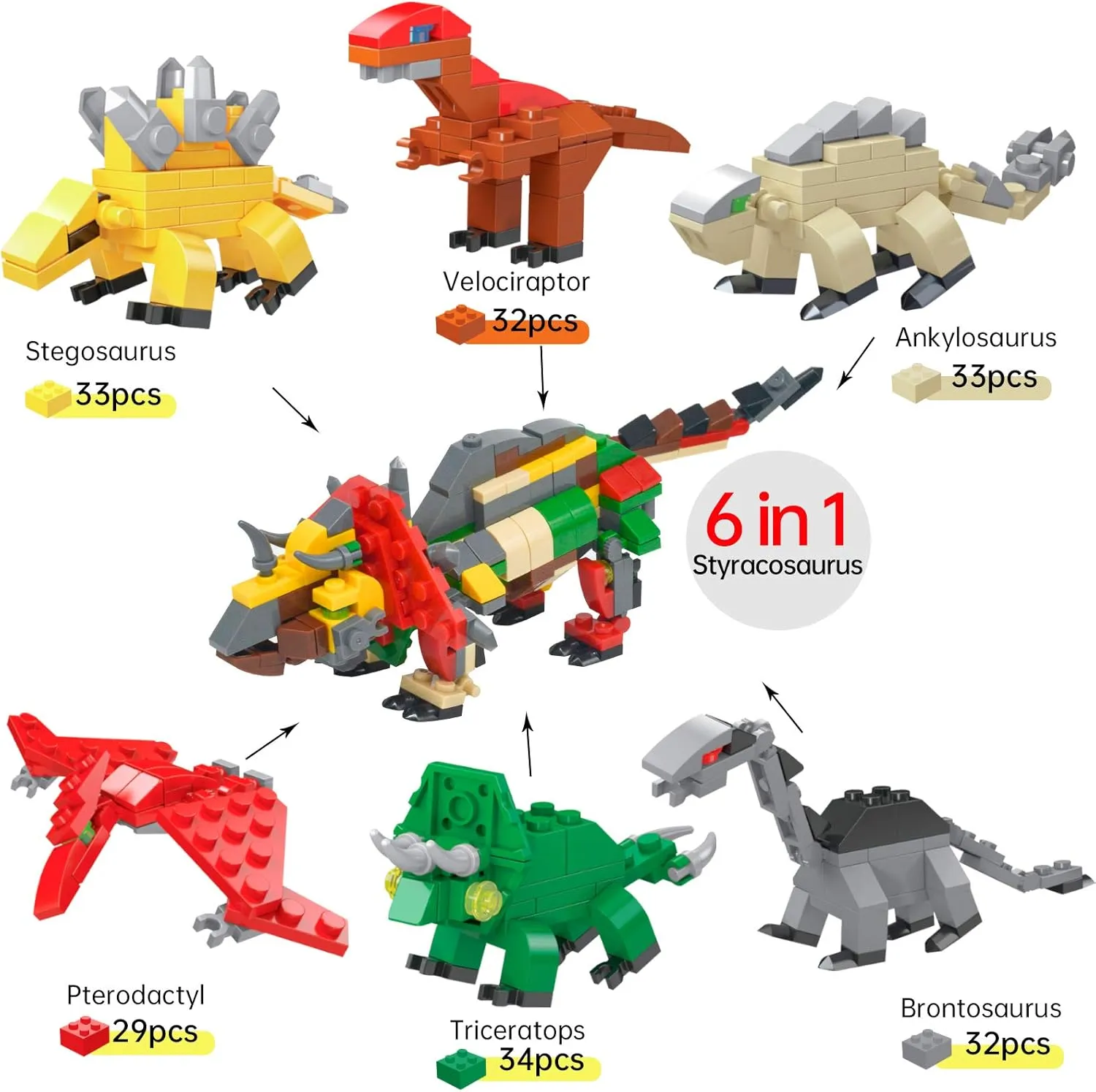 12PCS Pre Filled Easter Eggs Dinosaurs Party Favors Party Supplies Building Blocks Mini Animal Educational Toy Stacking Block Sets Science STEM Gift for Boys & Girls Kids Age 6 