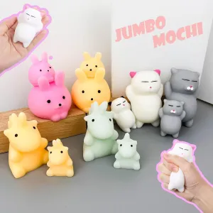 12PCS Squishy Toys for Kids - 6 Large   6 Small Kawaii Mochi Squishy Stress Relievers, Cute Rabbit & taba Squishy Cat Party Favors, Anxiety Relief Toys