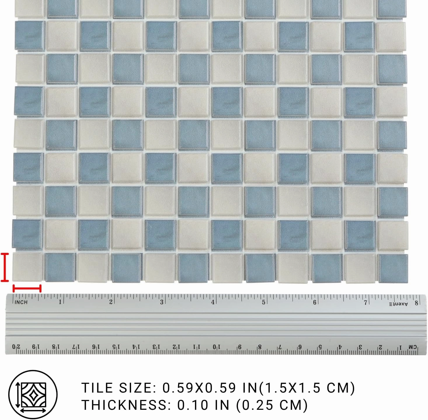 150 pcs, Dollhouse Flooring, 1:12 Scale Doll House Tiles, Miniature Checkerboard Floor, REDUCIO! (Blue and Soft Grey)