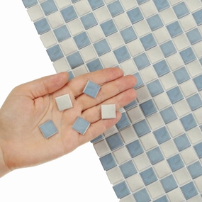 150 pcs, Dollhouse Flooring, 1:12 Scale Doll House Tiles, Miniature Checkerboard Floor, REDUCIO! (Blue and Soft Grey)