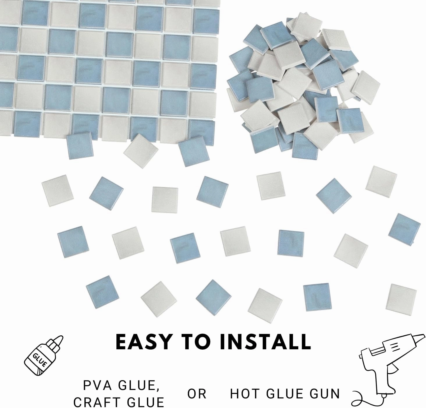 150 pcs, Dollhouse Flooring, 1:12 Scale Doll House Tiles, Miniature Checkerboard Floor, REDUCIO! (Blue and Soft Grey)