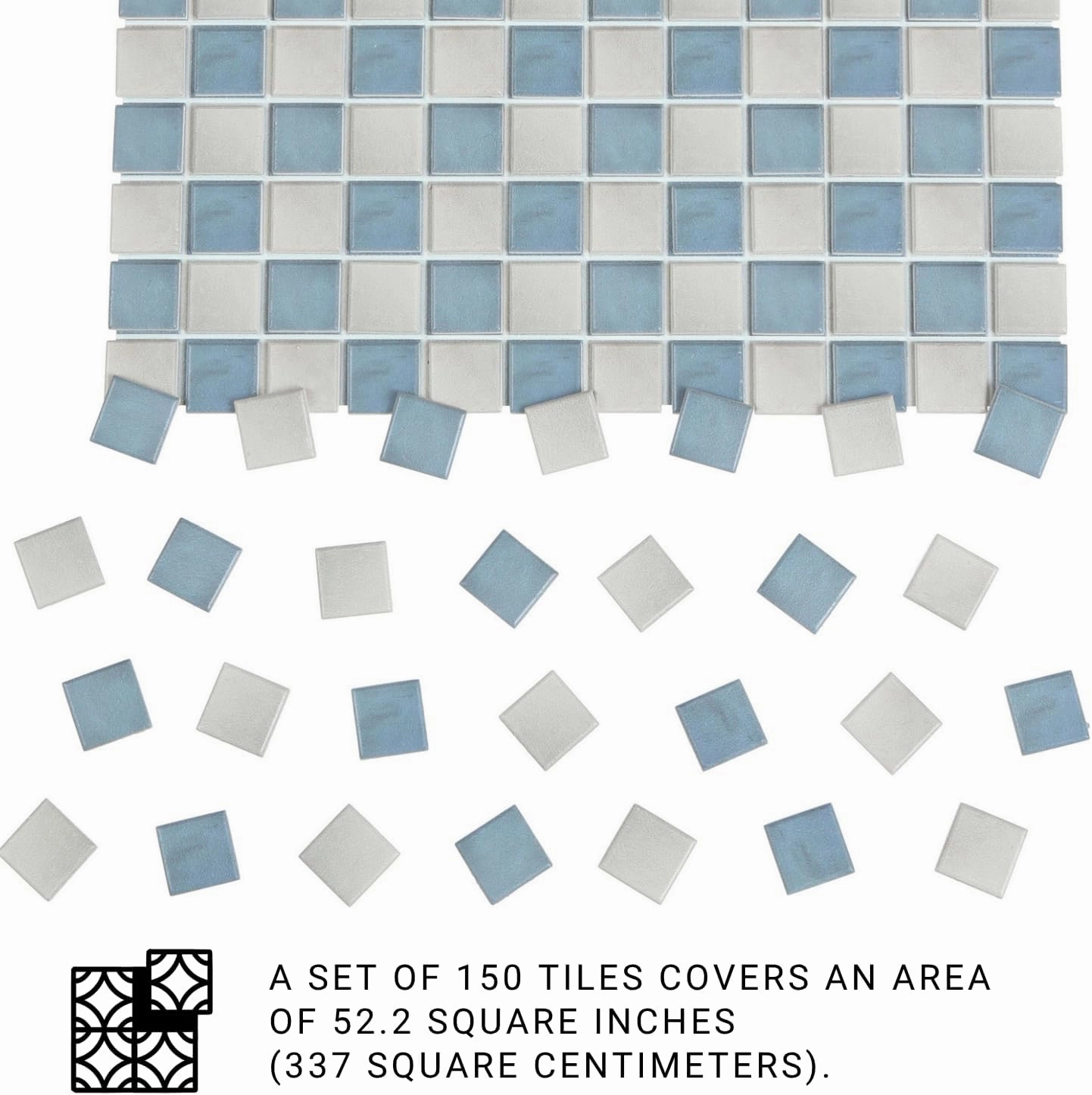 150 pcs, Dollhouse Flooring, 1:12 Scale Doll House Tiles, Miniature Checkerboard Floor, REDUCIO! (Blue and Soft Grey)