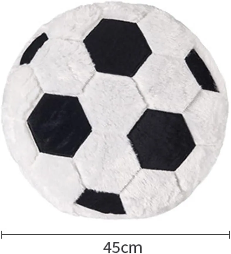 17.7'' Soccer Football Plush Pillow Soft Fluffy Velvet Stuffed Throw Pillow Sports Fans Ball Shaped Sleeping Travel Pillow Sofa Recliner Bedroom Decoration Gifts for Kids Children Women Men