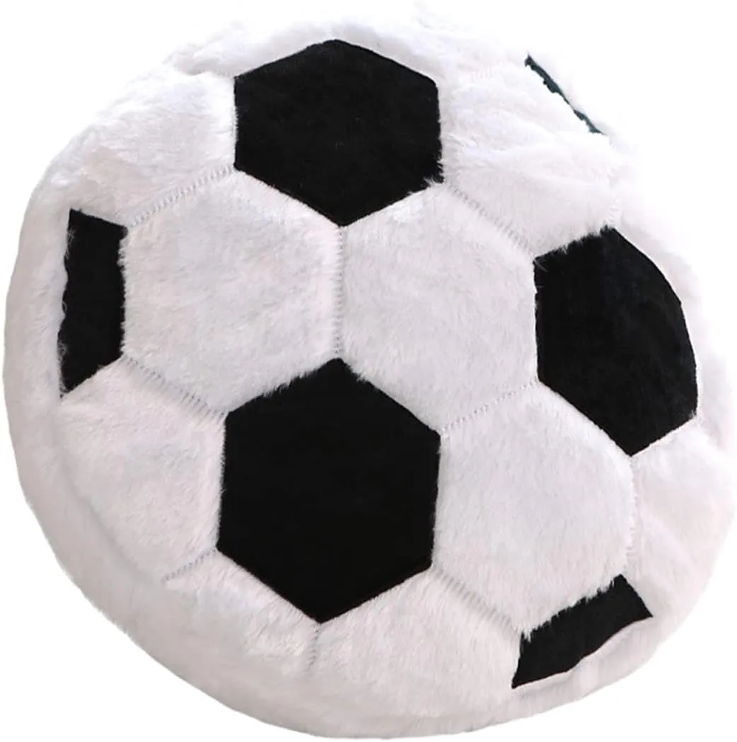 17.7'' Soccer Football Plush Pillow Soft Fluffy Velvet Stuffed Throw Pillow Sports Fans Ball Shaped Sleeping Travel Pillow Sofa Recliner Bedroom Decoration Gifts for Kids Children Women Men