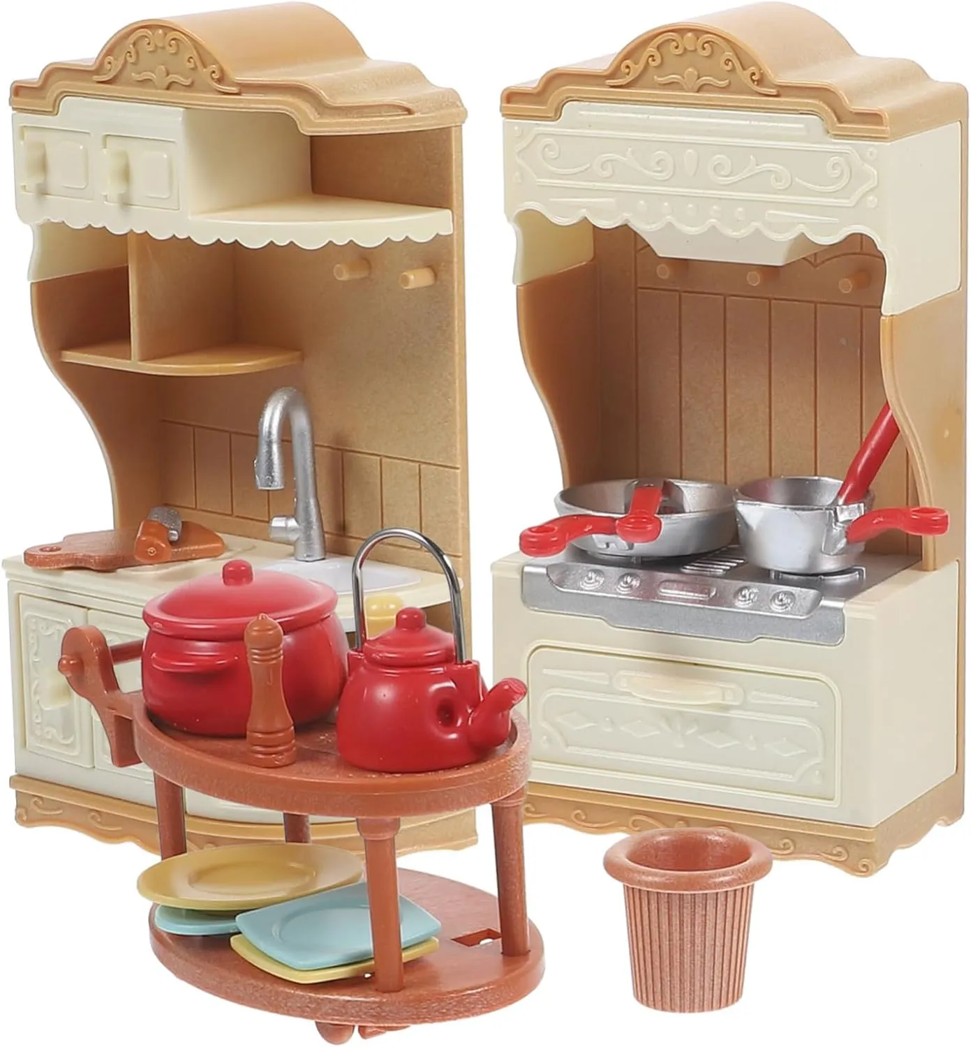 1set Mini Cooking Bench Dollhouse Furniture Cute Kitchen Cupboard Model for House Decor for Miniature Play and Creative Photography for Boys and Girls and Friends