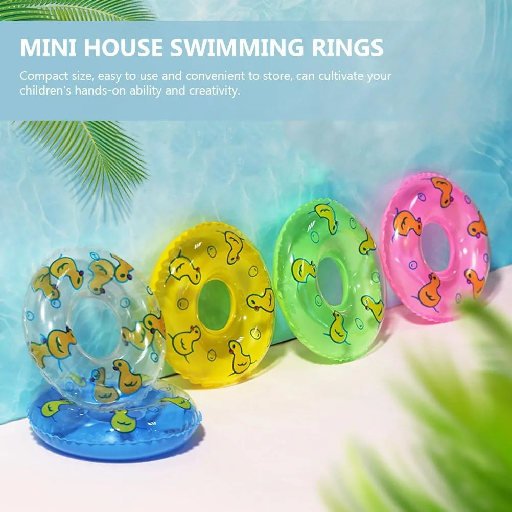 20 Pcs Duckling Swimming Ring Miniatures Kids Decor Miniture Decoration Dollhouse Decoration Swimming Rings Mini Ducks Mini House Swim Rings Desktop Miniature Swim Ring Toy Child