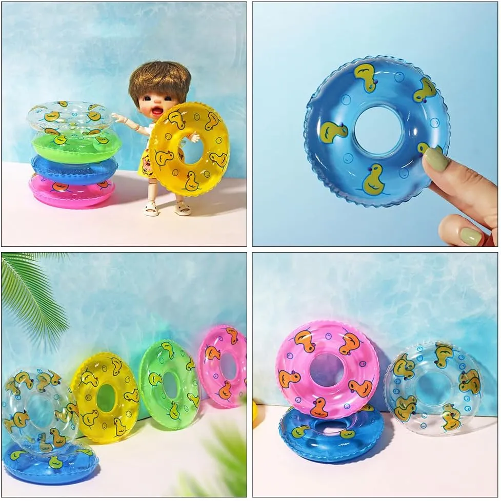 20 Pcs Duckling Swimming Ring Miniatures Kids Decor Miniture Decoration Dollhouse Decoration Swimming Rings Mini Ducks Mini House Swim Rings Desktop Miniature Swim Ring Toy Child