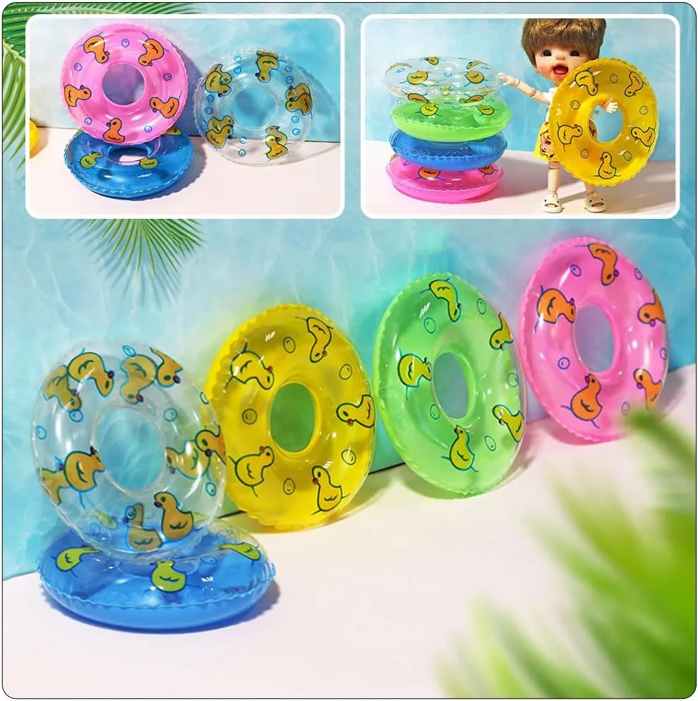 20 Pcs Duckling Swimming Ring Miniatures Kids Decor Miniture Decoration Dollhouse Decoration Swimming Rings Mini Ducks Mini House Swim Rings Desktop Miniature Swim Ring Toy Child
