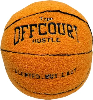 2023 New Offcourt Basketball Pillow, 11" Basketball Shaped Teddy Fleece Embroidered Throw Pillow Fuzzy Plush Toy Gifts for Kids Boys Girls (Orange)