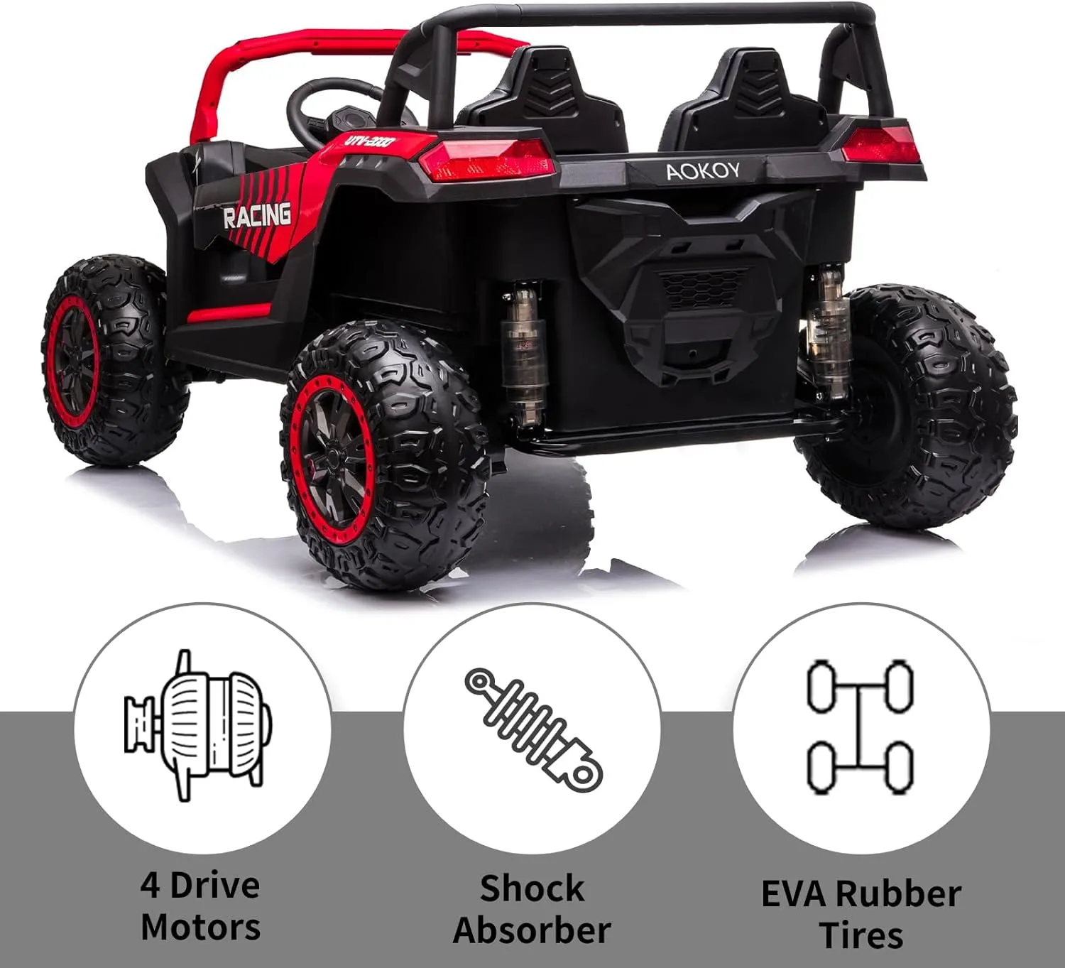 24V 10Ah Kids Ride On Toys 2025 XXL for Big Kids,2 Seater Battery Powered Electric Vehicle with Remote Control, EVA Rubber Tires, Electric Car to Drive, Ride on Truck Max 220lbs, Red