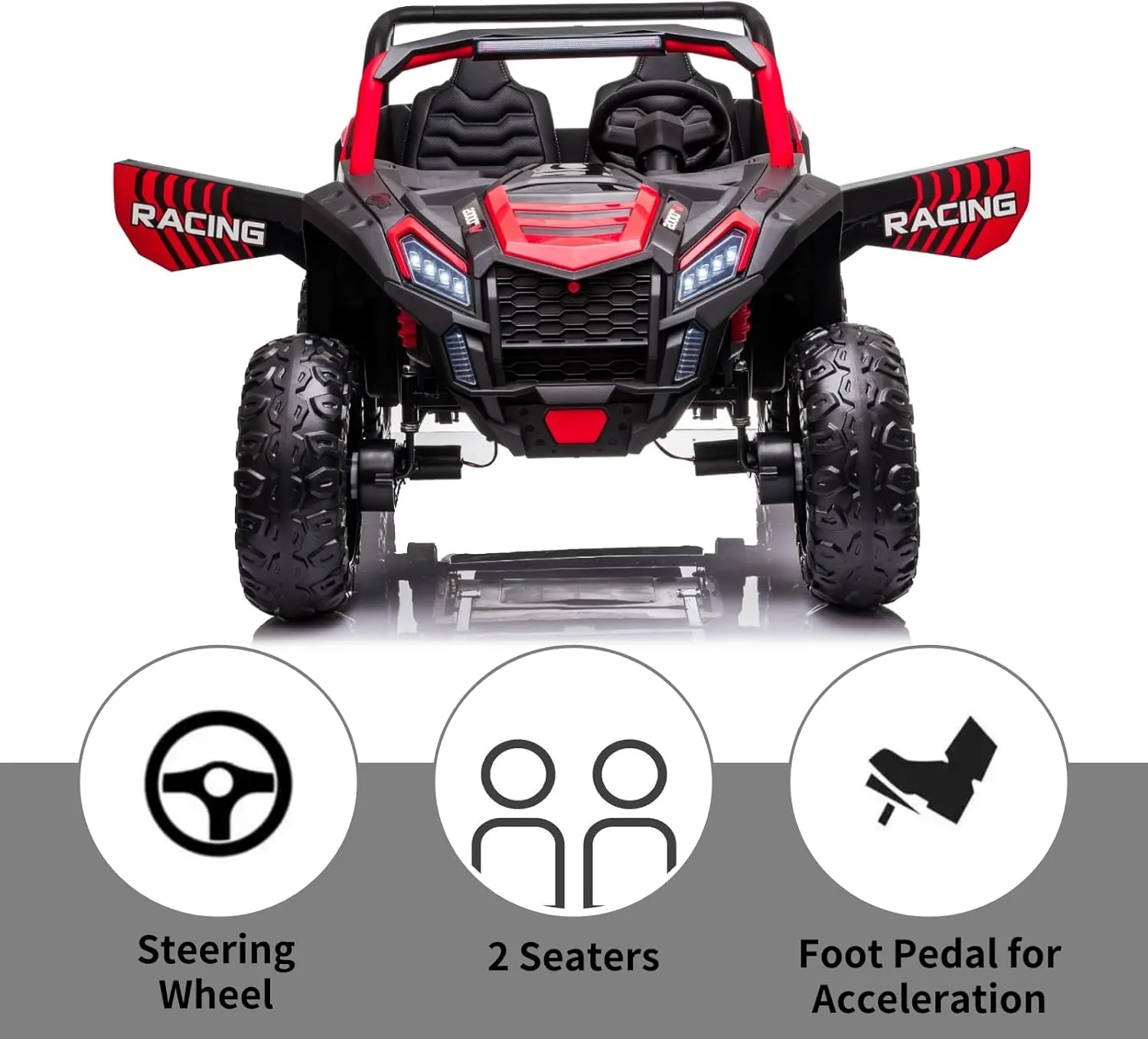 24V 10Ah Kids Ride On Toys 2025 XXL for Big Kids,2 Seater Battery Powered Electric Vehicle with Remote Control, EVA Rubber Tires, Electric Car to Drive, Ride on Truck Max 220lbs, Red