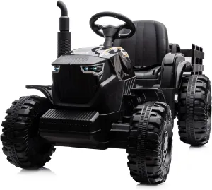 24V 9Ah Ride-On Tractor for Big Kids, 400W Electric Vehicle with Remote Control - Black