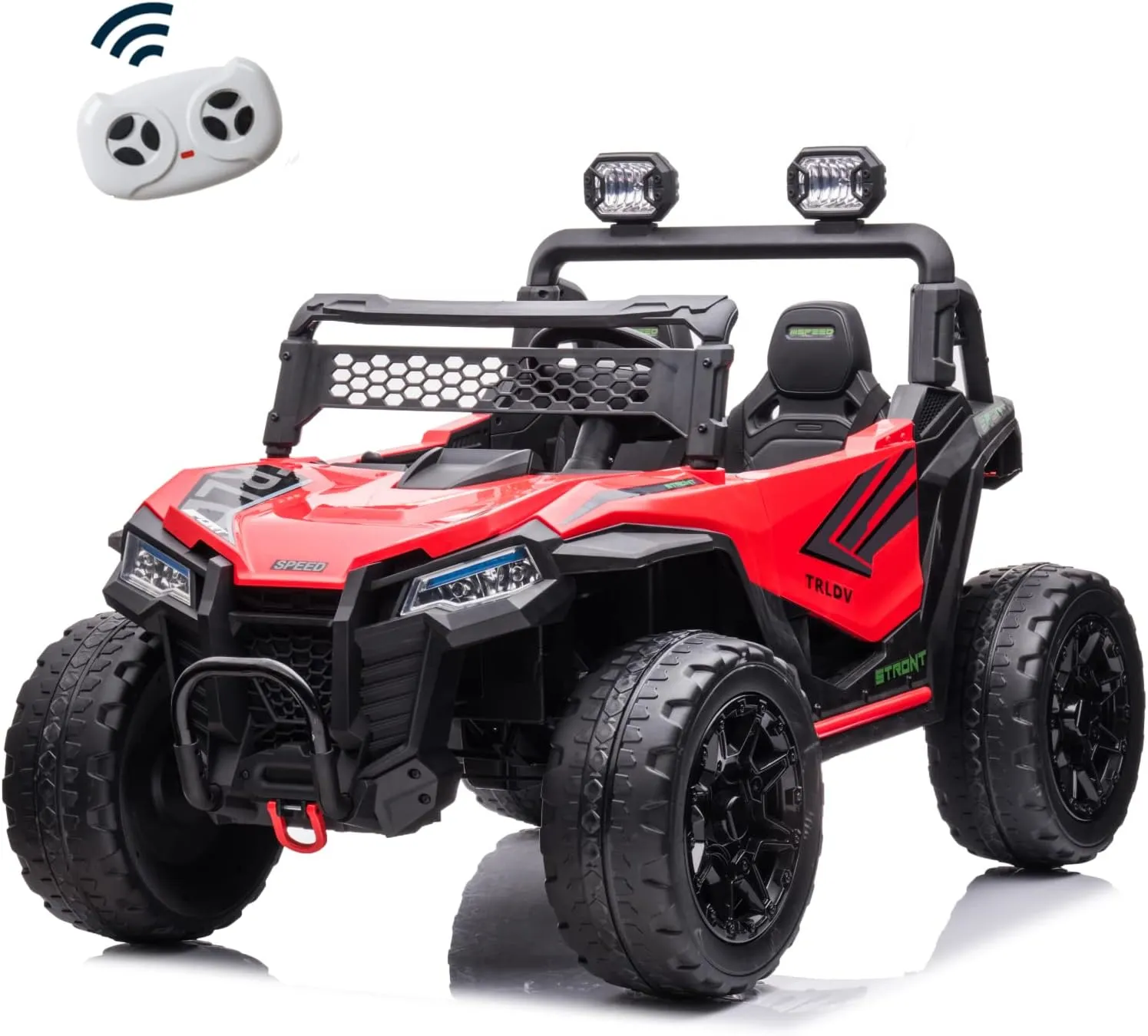 24V Ride On Toys for Big Kids, 2 Seater 4WD Ride On Car with Remote Control, Ride On UTV Battery Powered Electric Car for Boys Girls with EVA Tires, Music, Bluetooth, LED Lights, Red