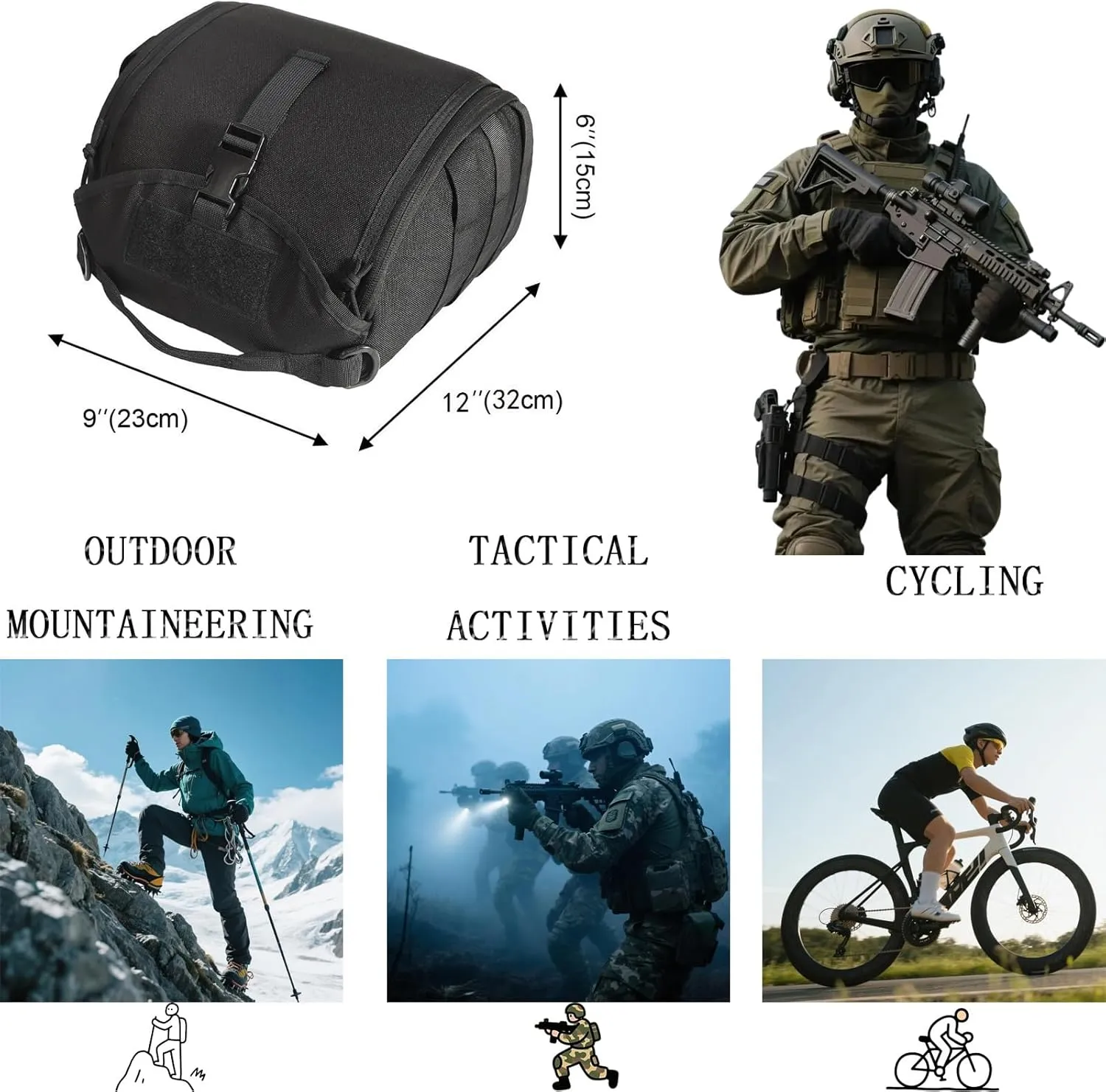 2Pack Outdoor Sports Airsoft Gear Molle Assault Combat Backpack Tactical Vest Accessory Camouflage Pack Kit Helmet Bag Cover(G)