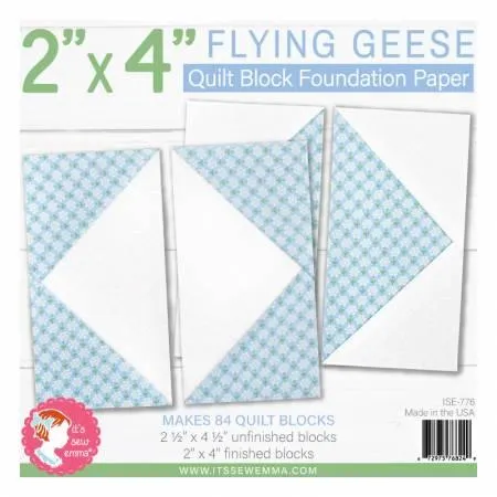 2" X 4" Flying Geese  Quilt Block Foundation Paper