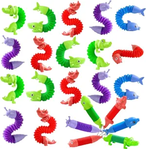36 Pack Mini Pop Tubes Toys -Cute Animal Pop Tube Keychains, Sensory Fidget Toys for Kids or Adults, Sensory Toys, Party Favors, Classroom Prizes, Christmas, Halloween, Birthday Gifts