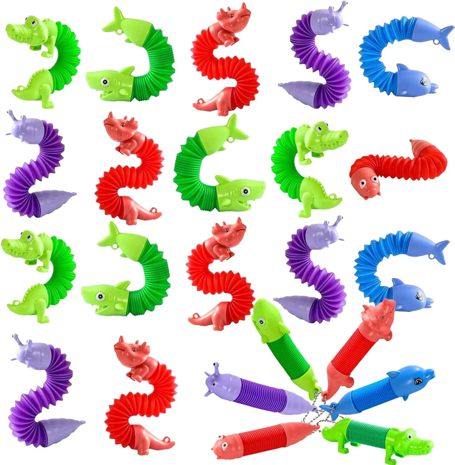 36 Pack Mini Pop Tubes Toys -Cute Animal Pop Tube Keychains, Sensory Fidget Toys for Kids or Adults, Sensory Toys, Party Favors, Classroom Prizes, Christmas, Halloween, Birthday Gifts