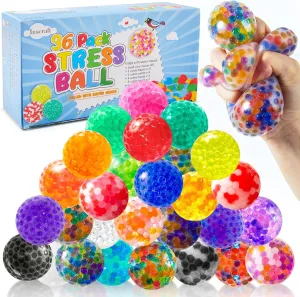 36 Pack Stress Balls Set for Adults, Squishy Fidget Toys with High Resistance, Colorful Squeeze Balls, Relieve Stress and Anxiety