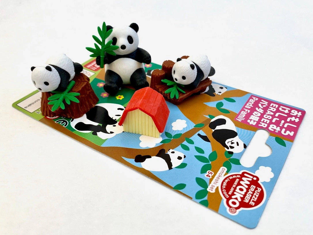383001 IWAKO PANDA FAMILY ERASERS CARD-SINGLE