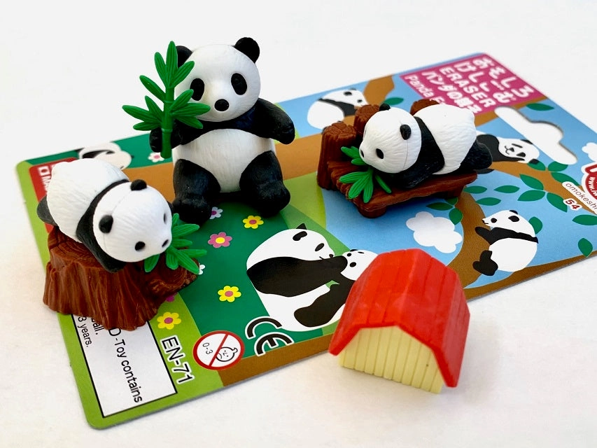 383001 IWAKO PANDA FAMILY ERASERS CARD-SINGLE