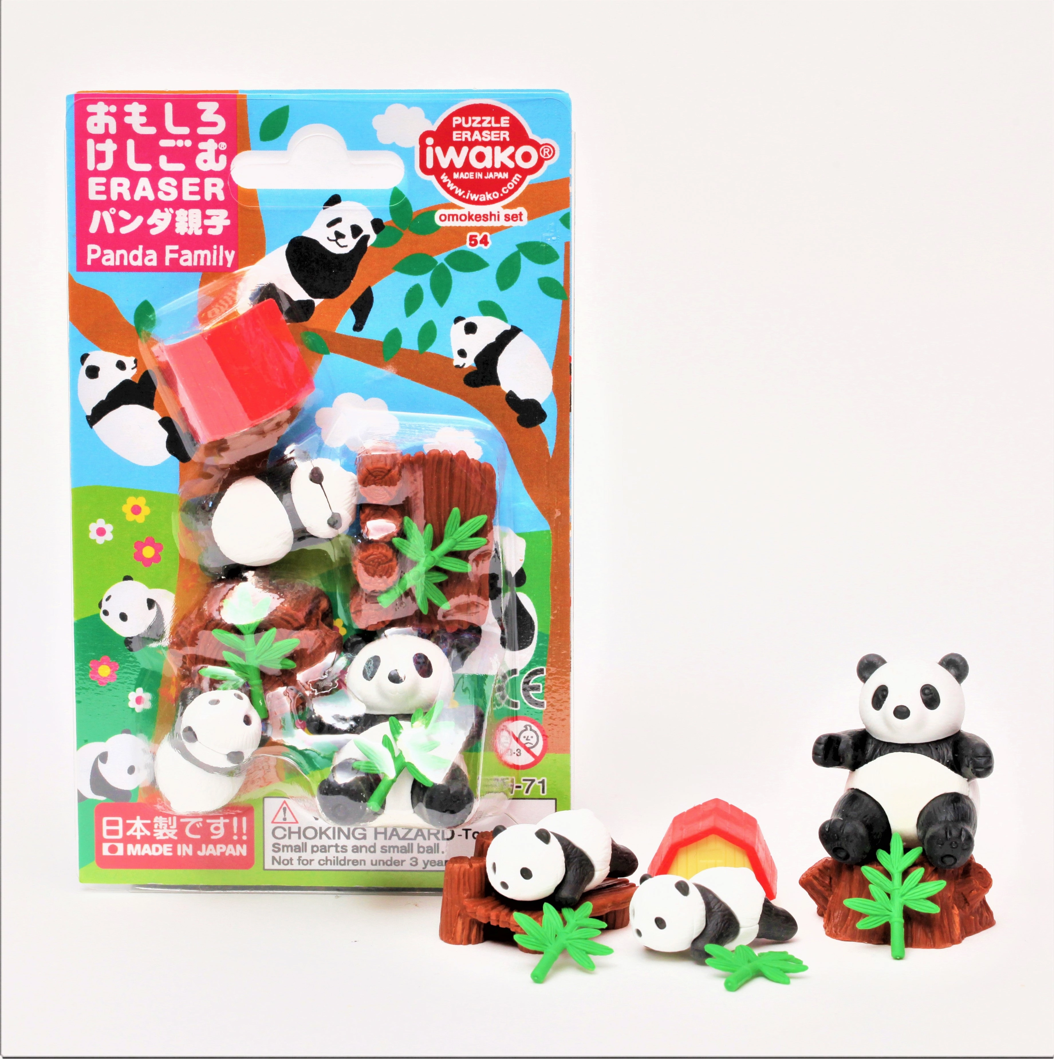 383001 IWAKO PANDA FAMILY ERASERS CARD-SINGLE