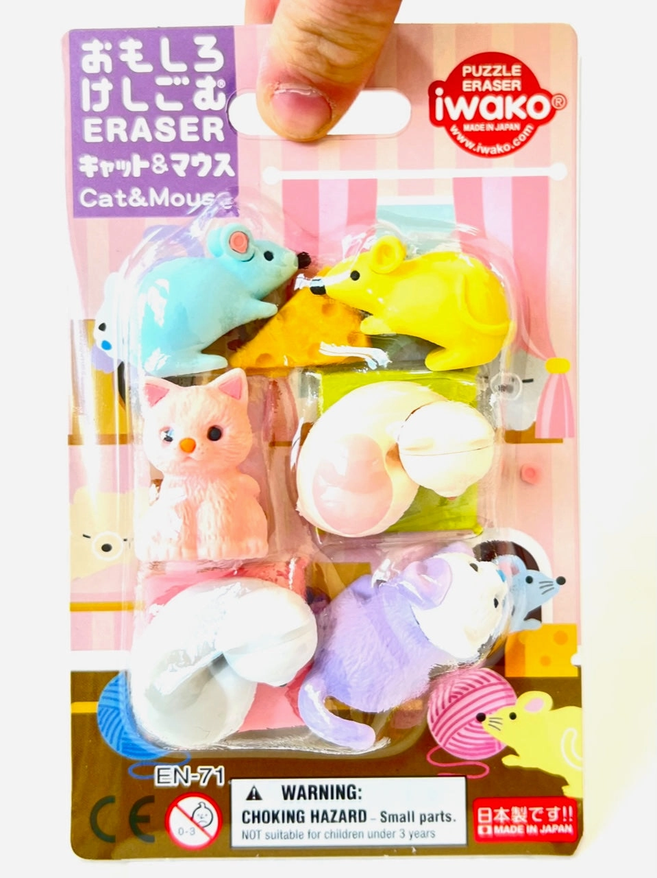 383141 CAT & MOUSE ERASER CARD-SINGLE