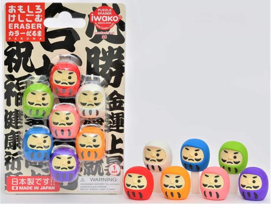 38319 IWAKO DARUMA ERASER CARD-10 CARDS