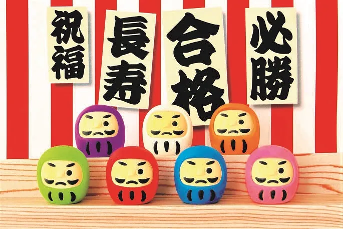 38319 IWAKO DARUMA ERASER CARD-10 CARDS
