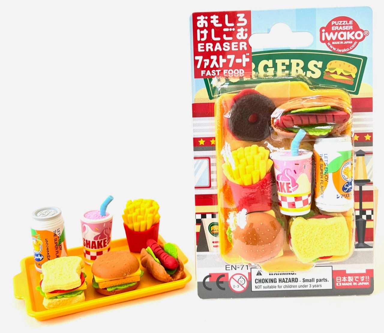38331 IWAKO FAST FOOD ERASER CARD-10 CARDS