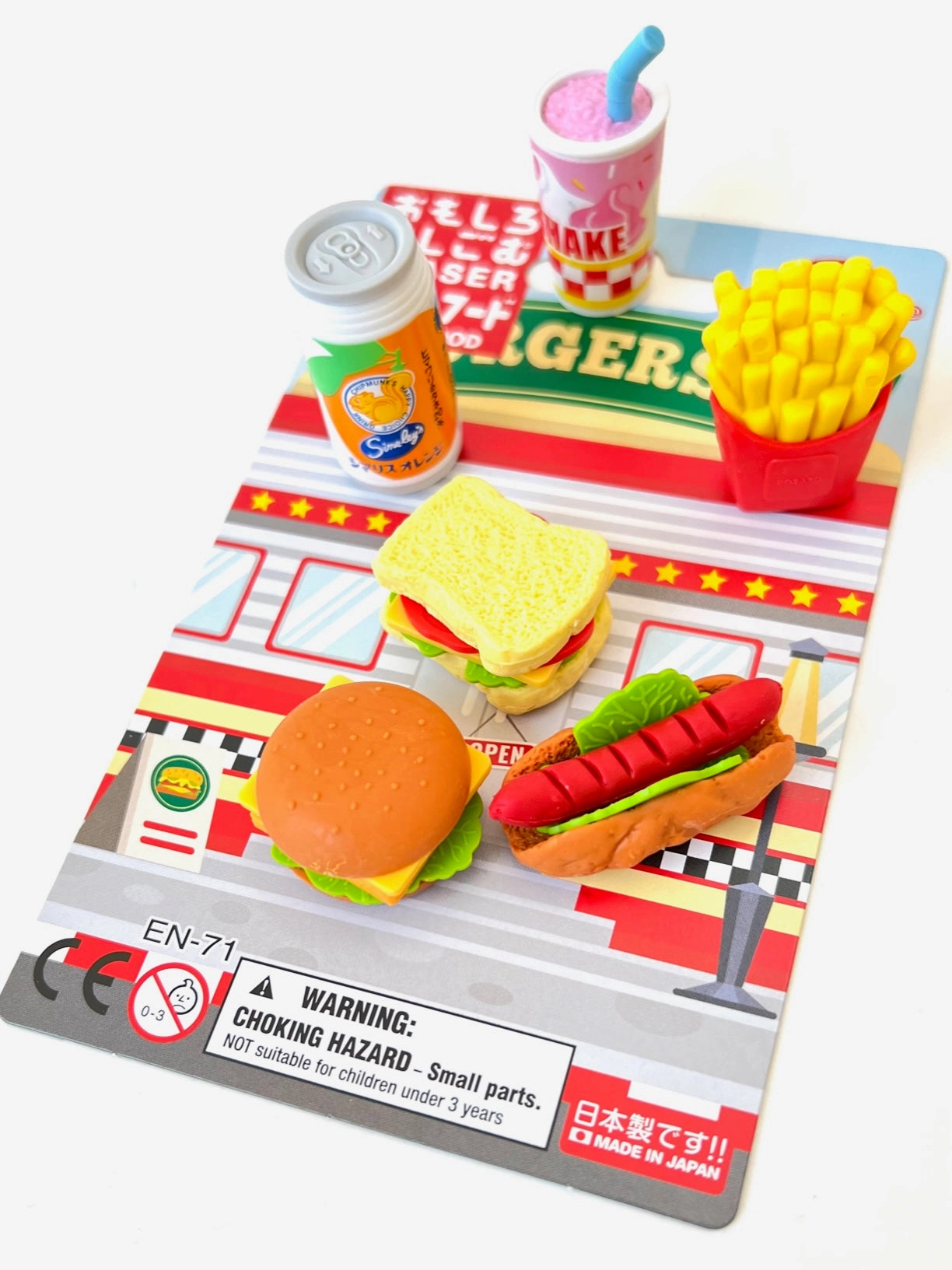 38331 IWAKO FAST FOOD ERASER CARD-10 CARDS