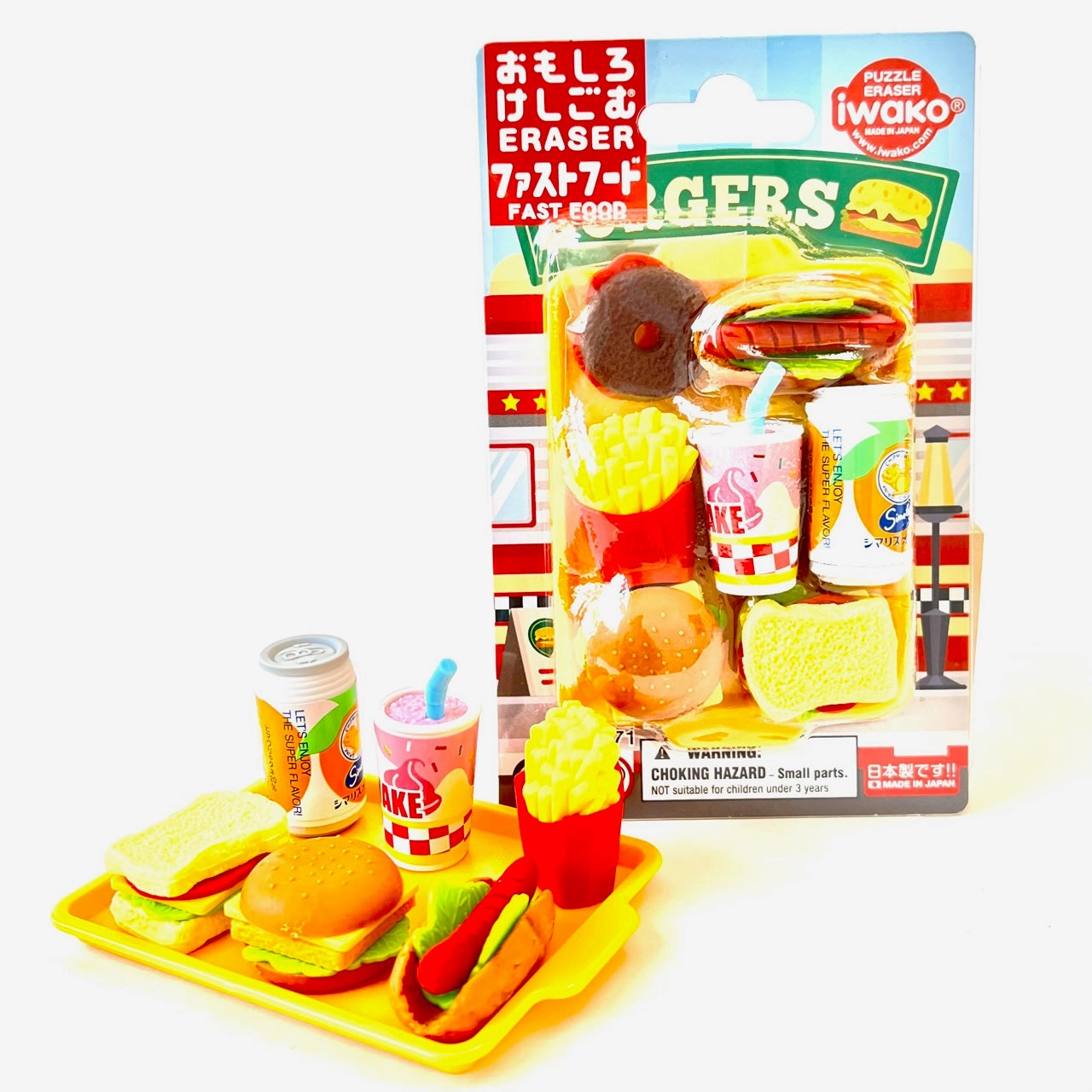 38331 IWAKO FAST FOOD ERASER CARD-10 CARDS