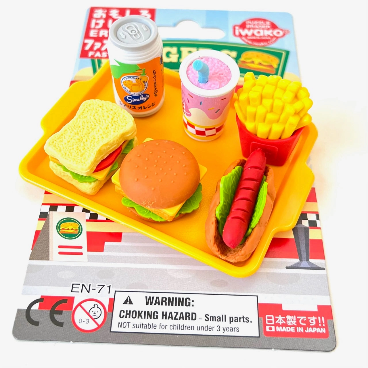 38331 IWAKO FAST FOOD ERASER CARD-10 CARDS