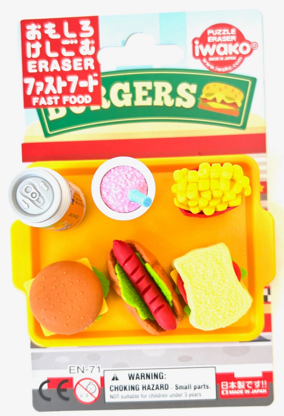 38331 IWAKO FAST FOOD ERASER CARD-10 CARDS