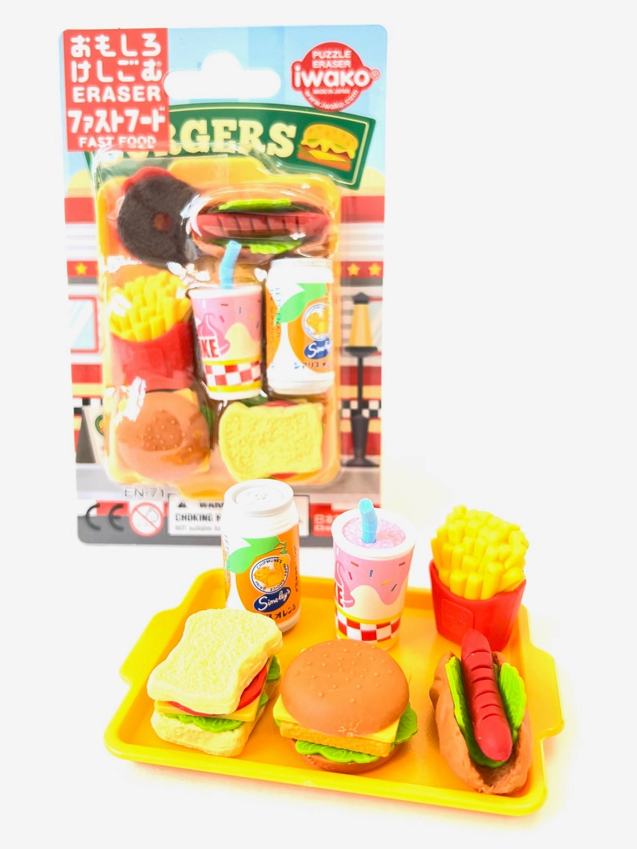 38331 IWAKO FAST FOOD ERASER CARD-10 CARDS