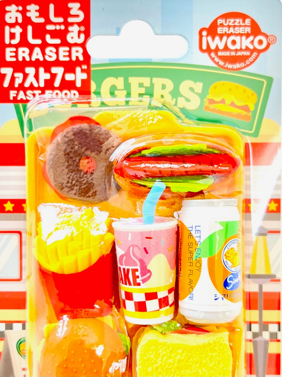 38331 IWAKO FAST FOOD ERASER CARD-10 CARDS