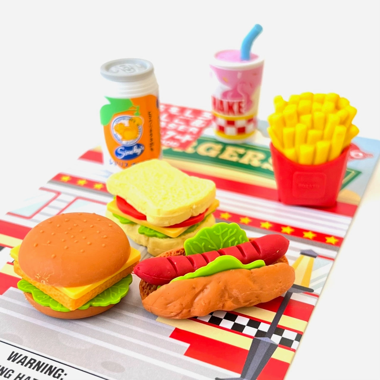38331 IWAKO FAST FOOD ERASER CARD-10 CARDS