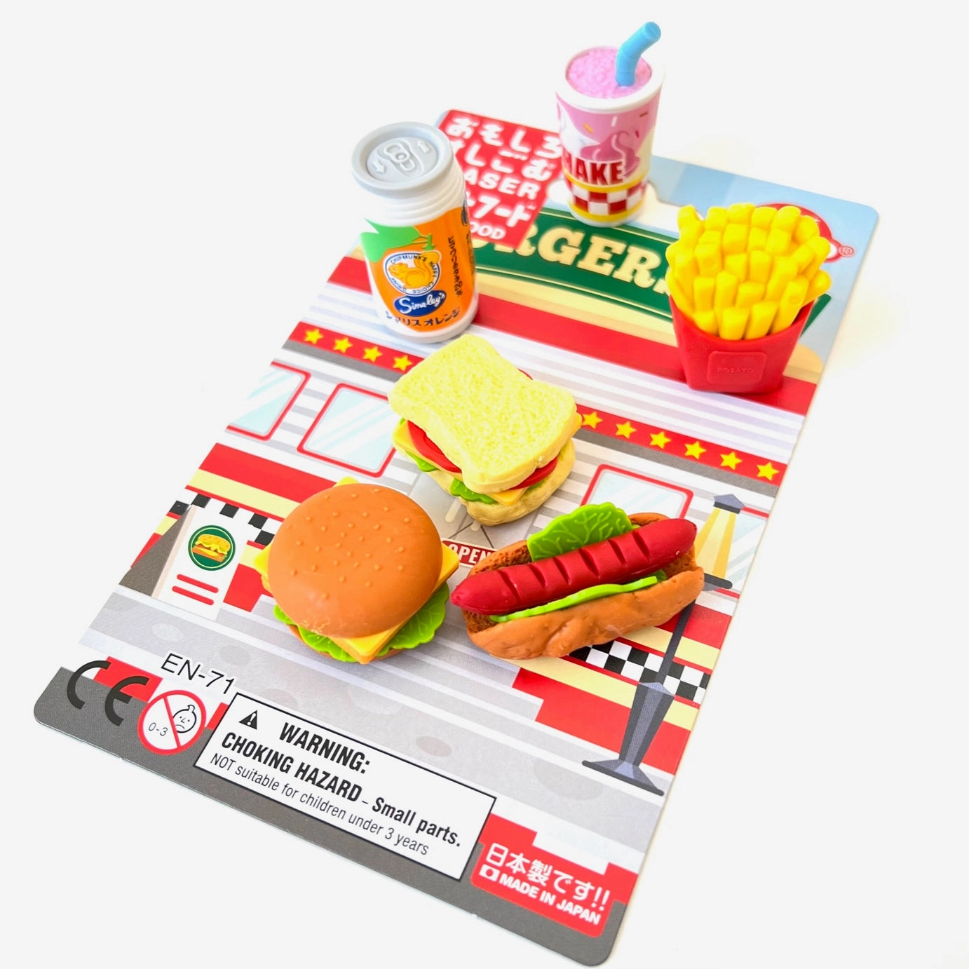 38331 IWAKO FAST FOOD ERASER CARD-10 CARDS