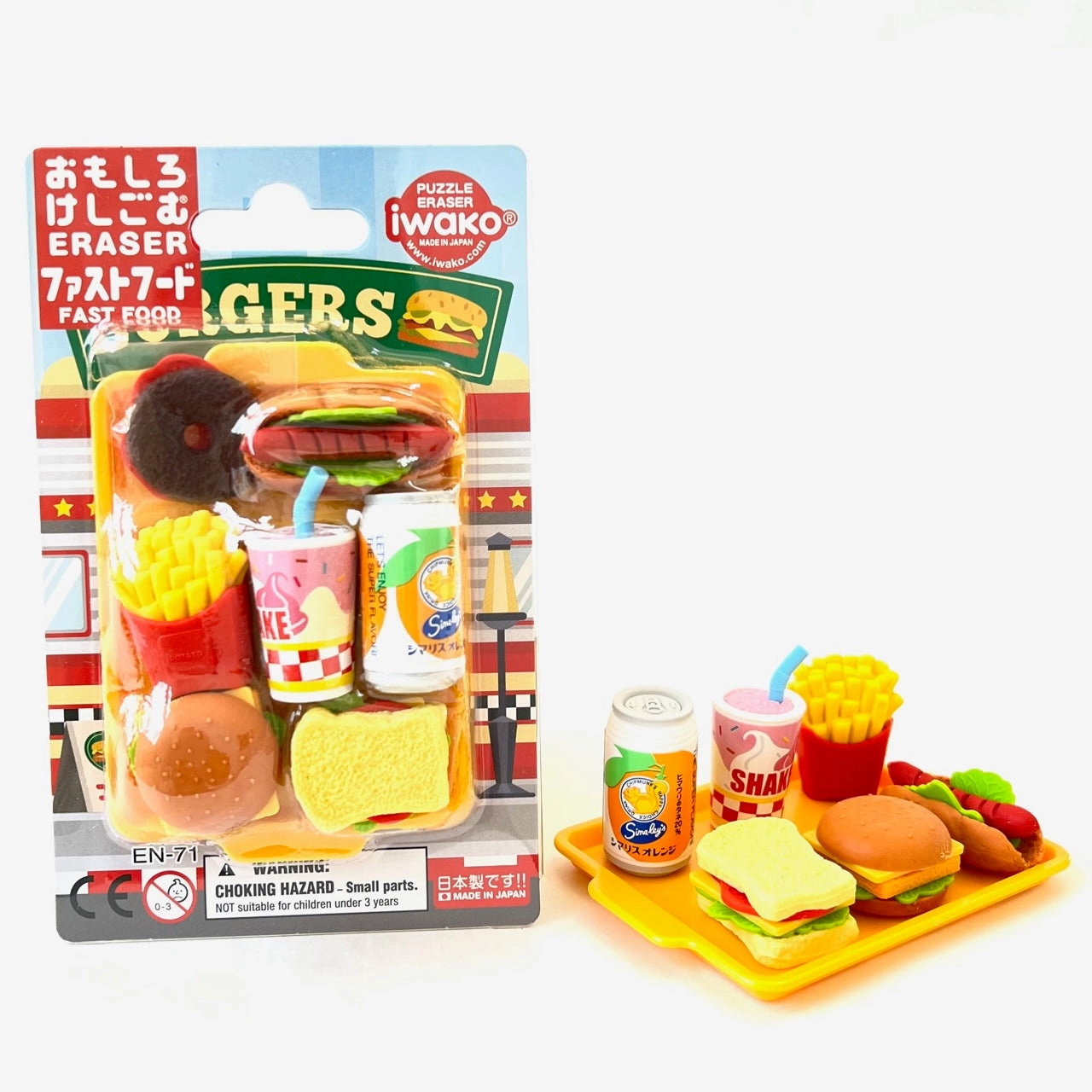 38331 IWAKO FAST FOOD ERASER CARD-10 CARDS