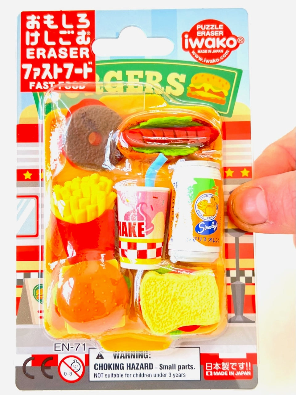 38331 IWAKO FAST FOOD ERASER CARD-10 CARDS