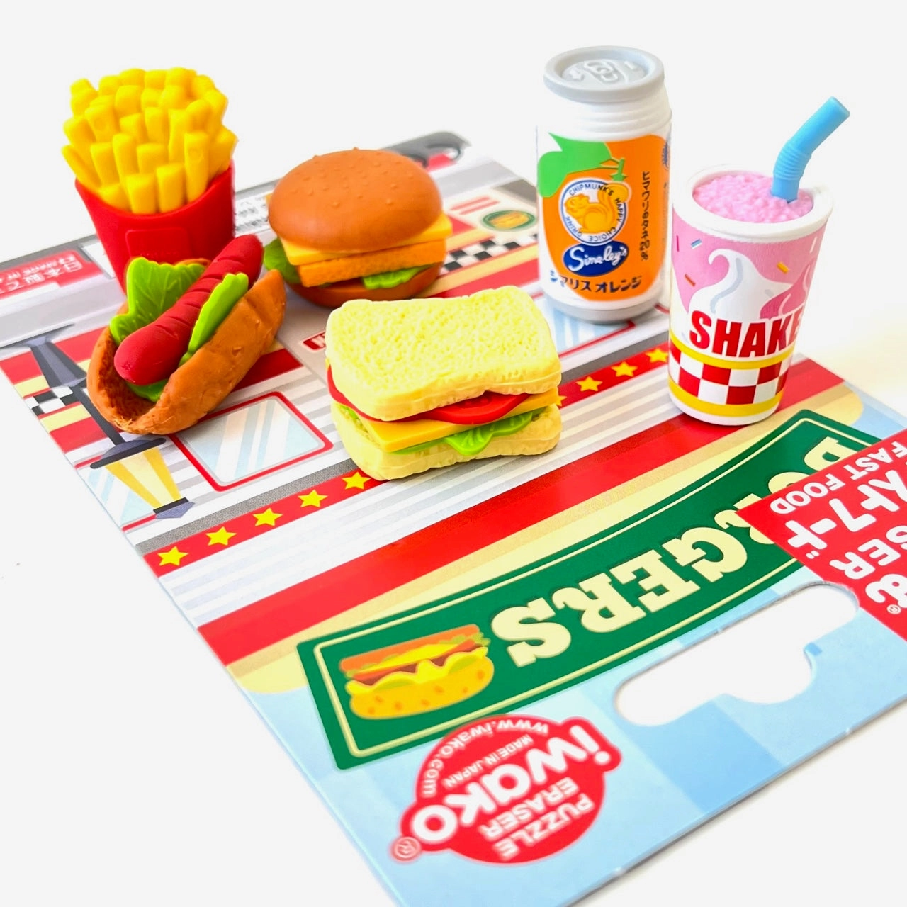 38331 IWAKO FAST FOOD ERASER CARD-10 CARDS