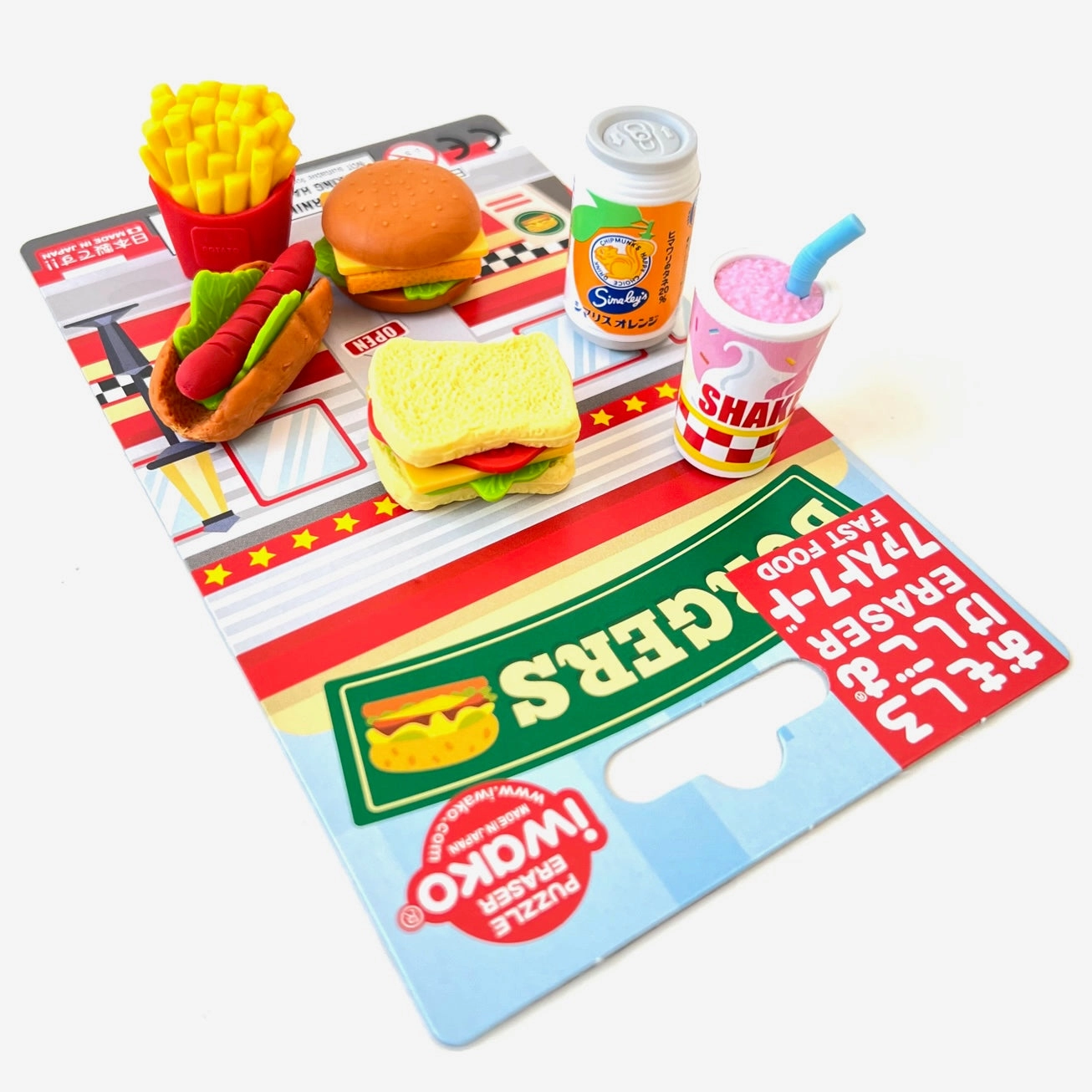 38331 IWAKO FAST FOOD ERASER CARD-10 CARDS