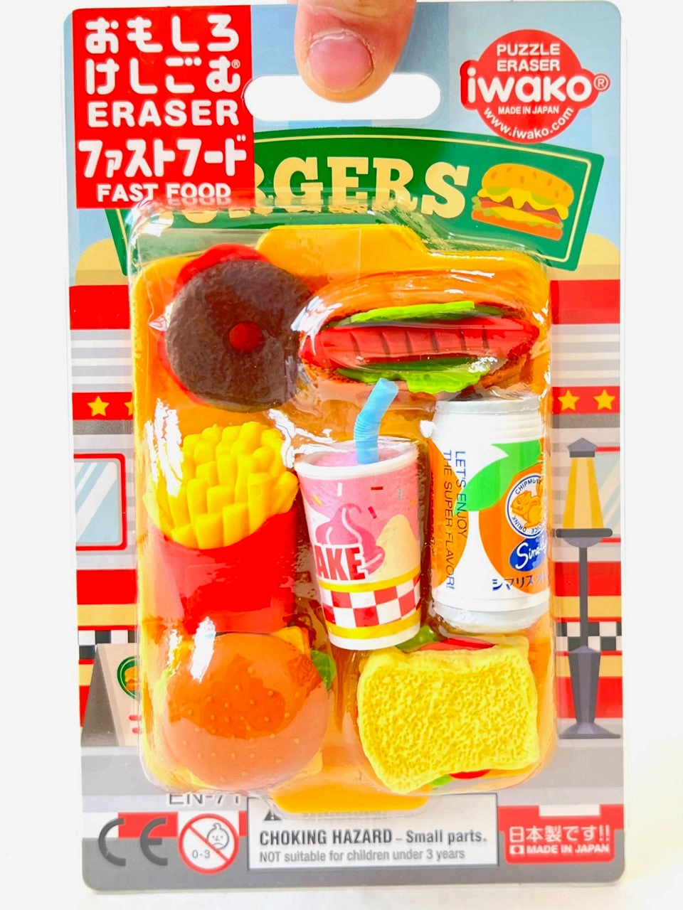 38331 IWAKO FAST FOOD ERASER CARD-10 CARDS