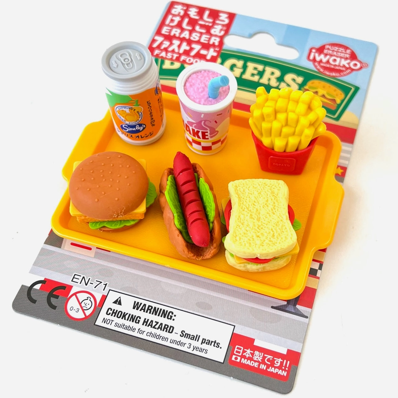 38331 IWAKO FAST FOOD ERASER CARD-10 CARDS