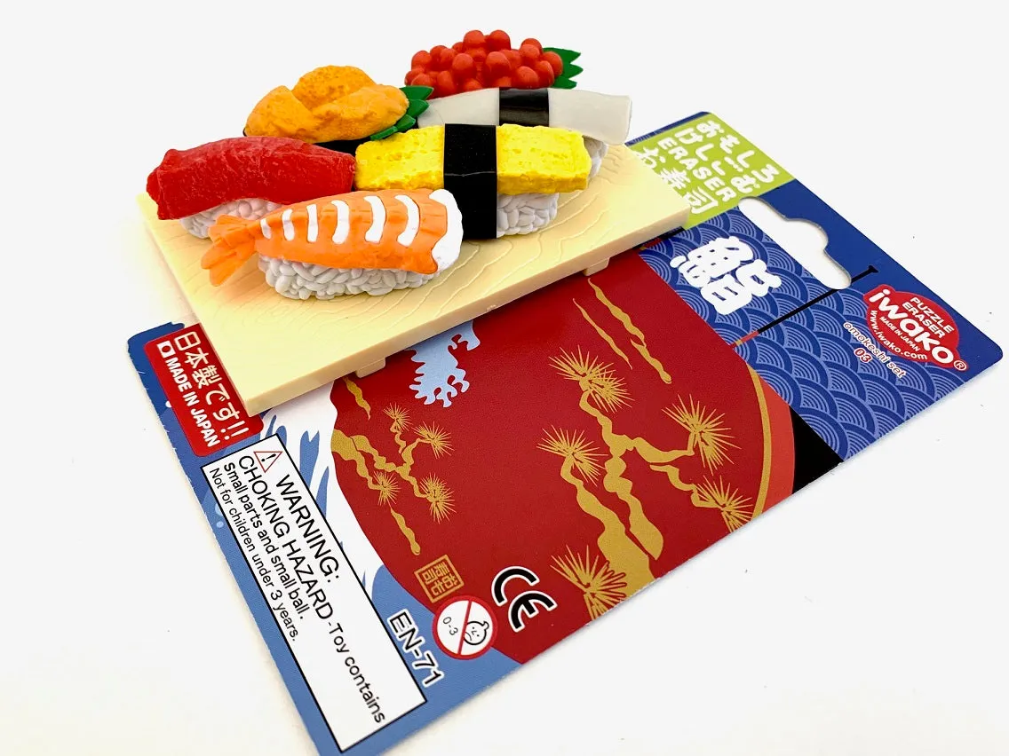 38335 IWAKO SUSHI BOARD ERASER CARD-10 CARDS