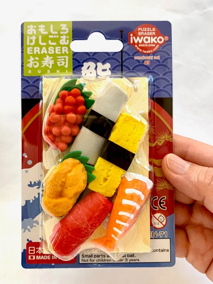 38335 IWAKO SUSHI BOARD ERASER CARD-10 CARDS